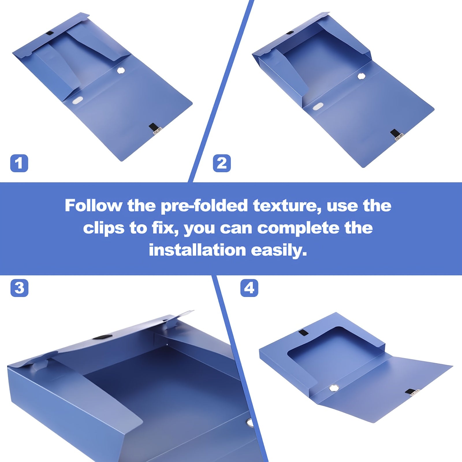 5pcs A4 Plastic File Organizer Box with Lid Blue Document Storage for Office Home Bank Archives Filing Cabinet School Supplies Organization System Legal Document Storage Tax Record Management