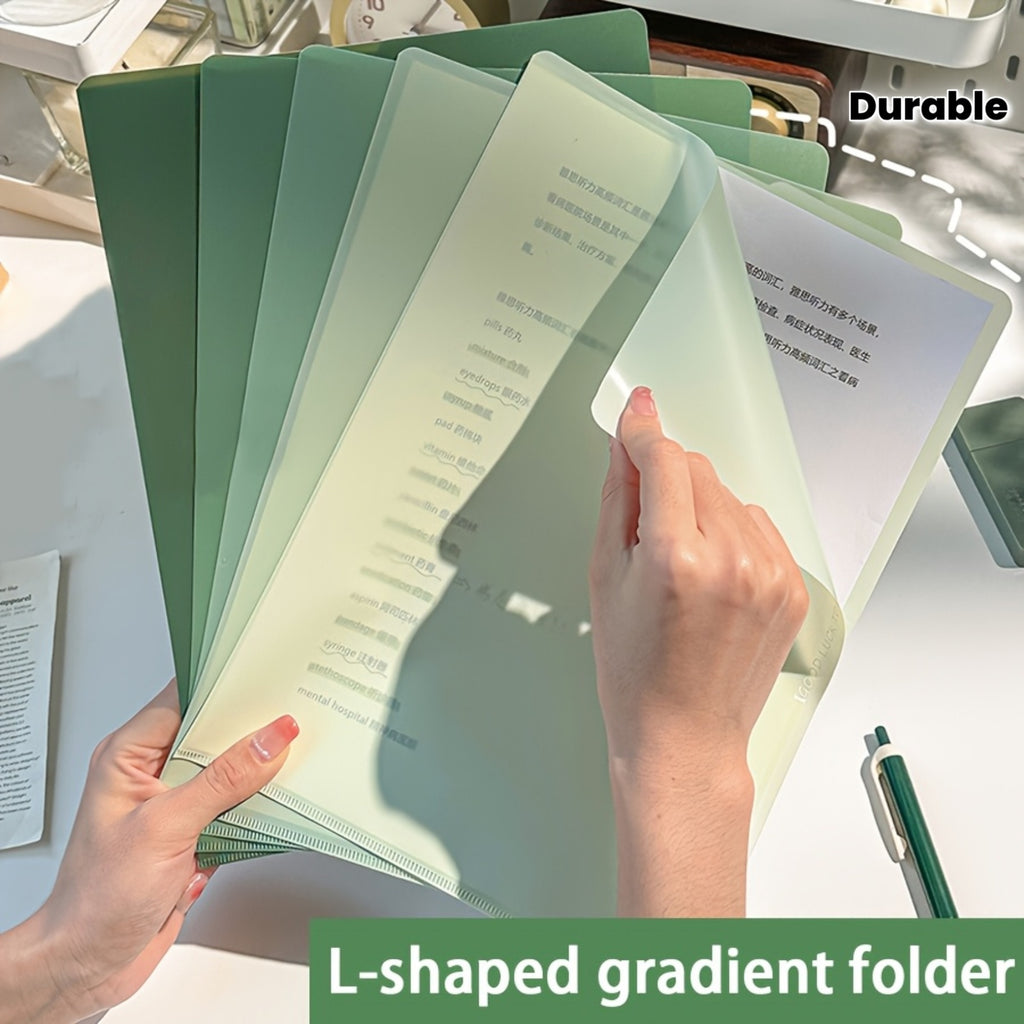 Set of 5 Gradient L-Shaped Folders, a Large-Capacity Storage Box for Documents And Exam Papers, School Supplies, Student Materials, And an Organizer for Office And Home Exam Papers - Durable Plastic File Organizer with Labeled Space