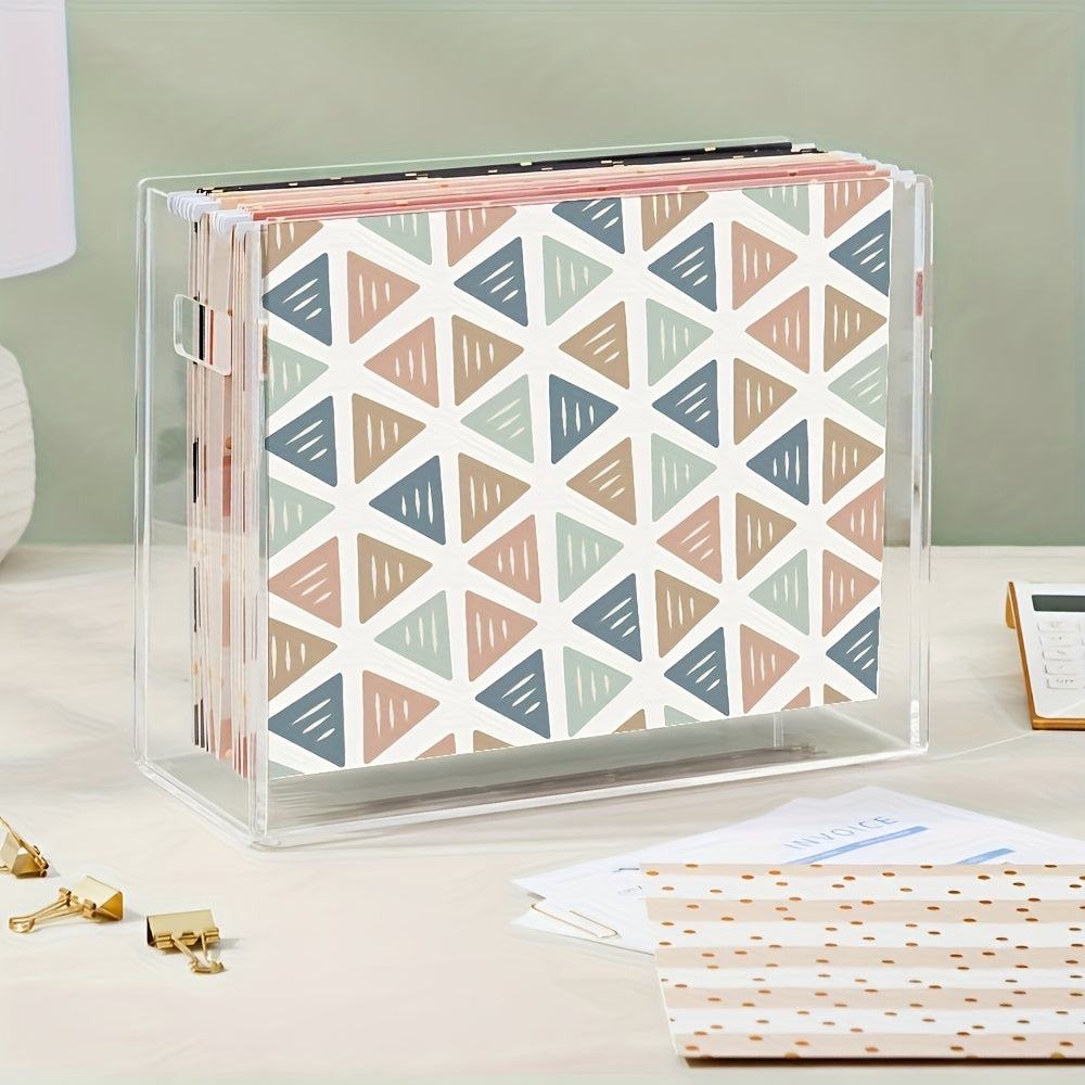 Boho-Chic Hanging File Folders 12pcs Boho-Chic Hanging File Folder Set | with Label Clips - Perfect for Office Organization and Document Sorting