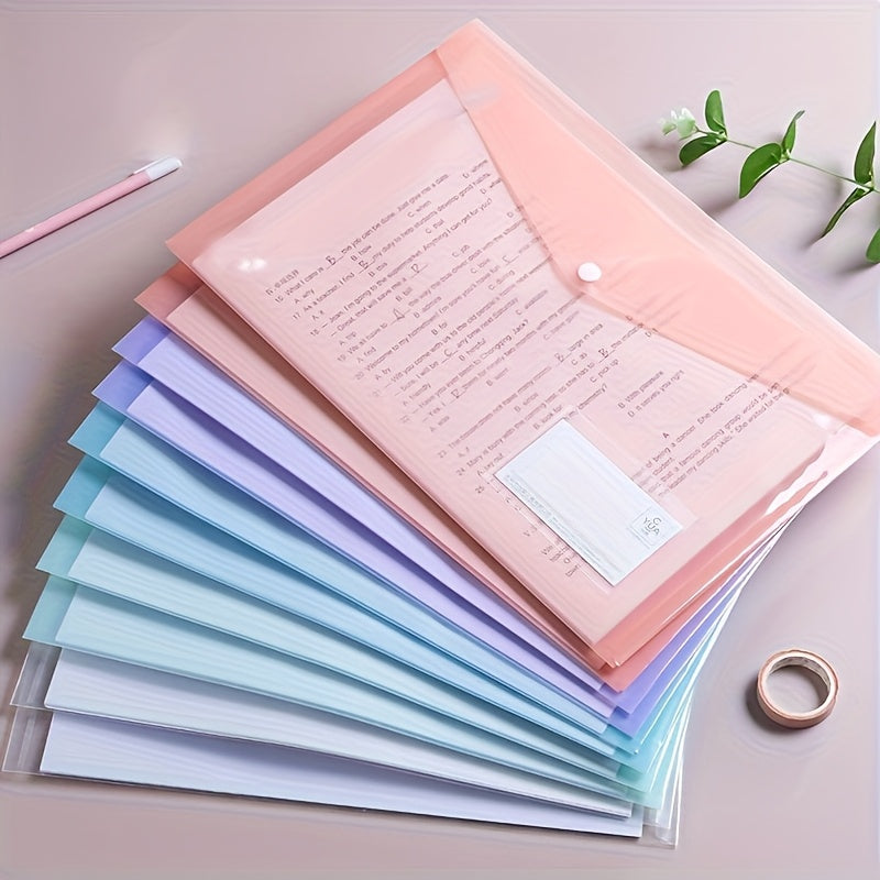 10pcs\u002F20pcs\u002F5pcs A4  File Folder with Buckle Closure, Transparent Thickened Document Storage Bag, Suitable for Students And Office Use, Office File Folder Fashion Document Storage