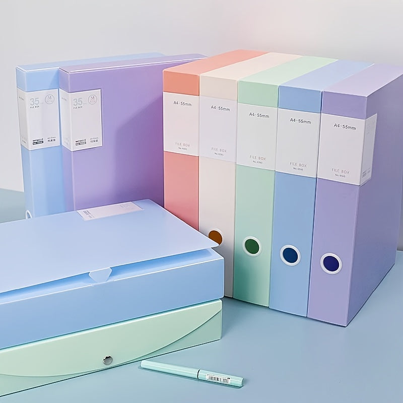 5pcs Set of 5 Colors - Thickened File Boxes for Document Storage, Contract Files, Accounting, Personnel, and Banking Records, Large Capacity Office Storage Boxes