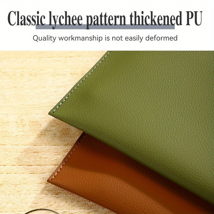 A4 Thickened PU Document with Lychee Pattern, Large Capacity, Anti-Drop Office Storage