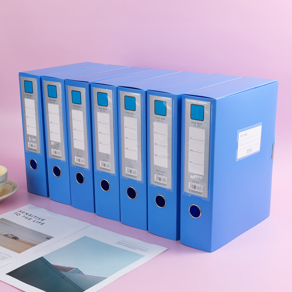Seven Light Blue A4 File Boxes for Storing Documents, Accounting Vouchers, And Personnel Files, Thickened Office Supplies for Organizing Materials