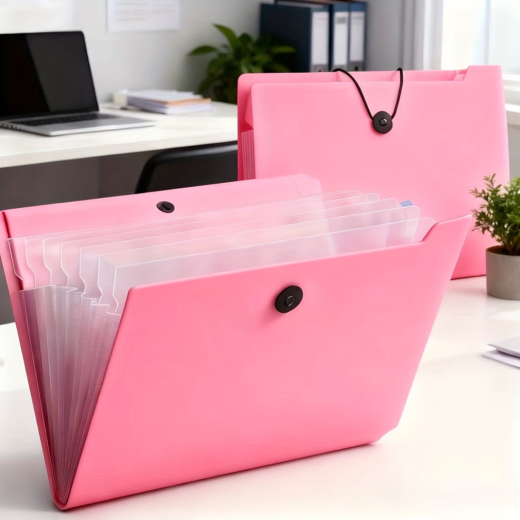 Expandable File Organizer in Light Blue A4 Size with a Handle, Suitable for Students, Business Use, And Travel