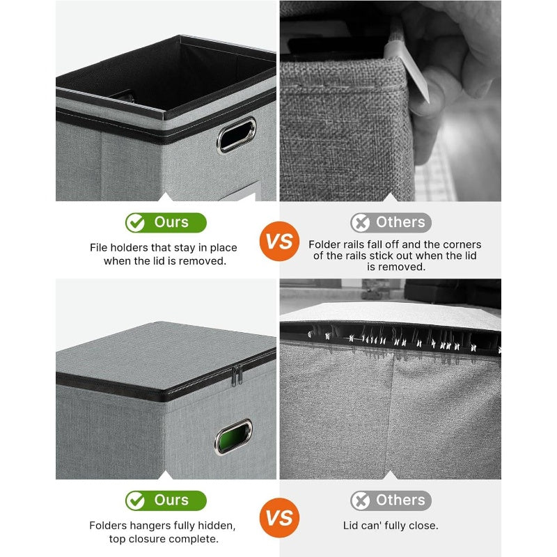 6 Packs Cardboard File Organizer Box | Includes 1 Pack Zippers for Enhanced Security and Organization