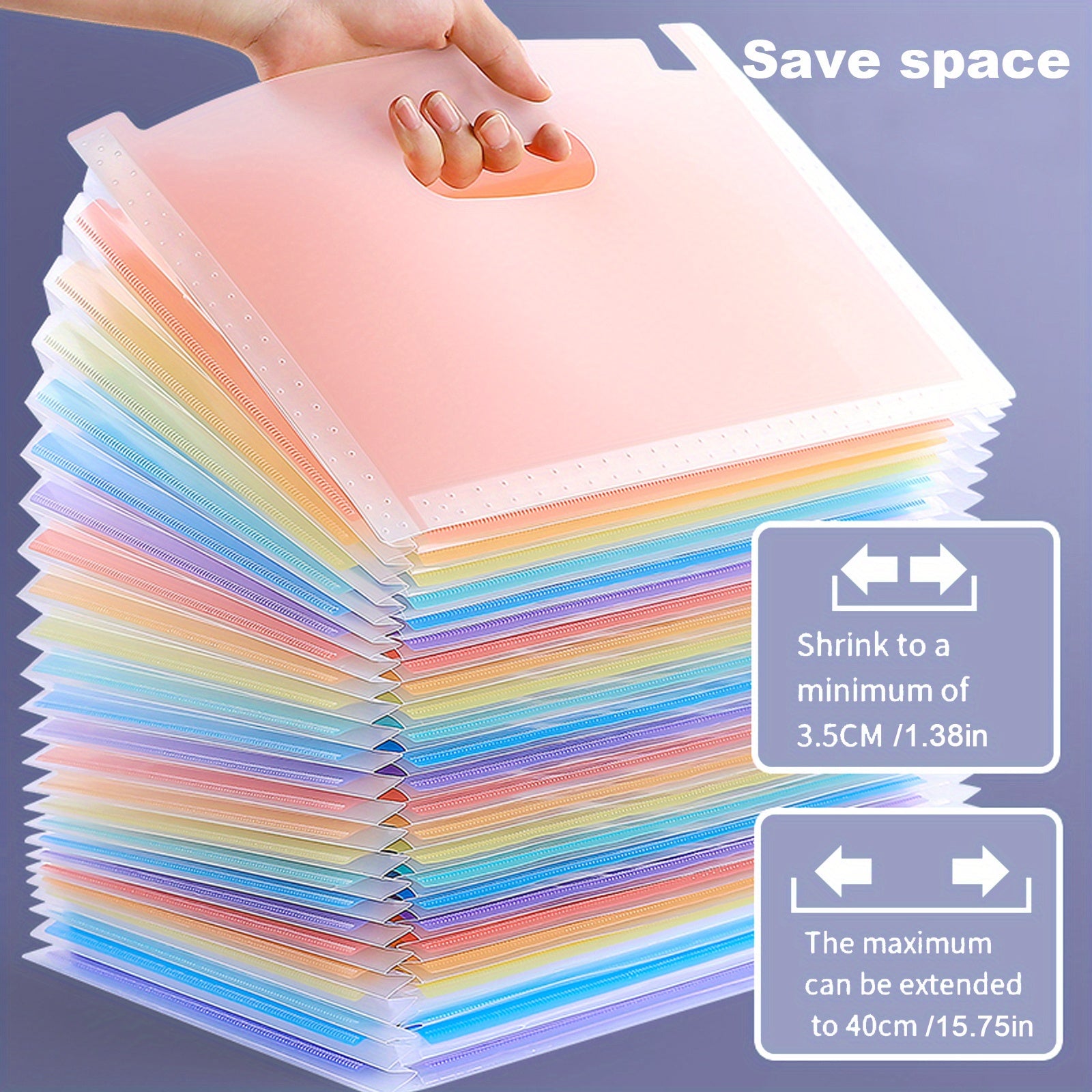 1pc, 25 layers, A4 large capacity transparent expandable folder, rainbow student storage bag, can hold 2000 sheets, suitable for office, home, school, file storage bag, document receipt