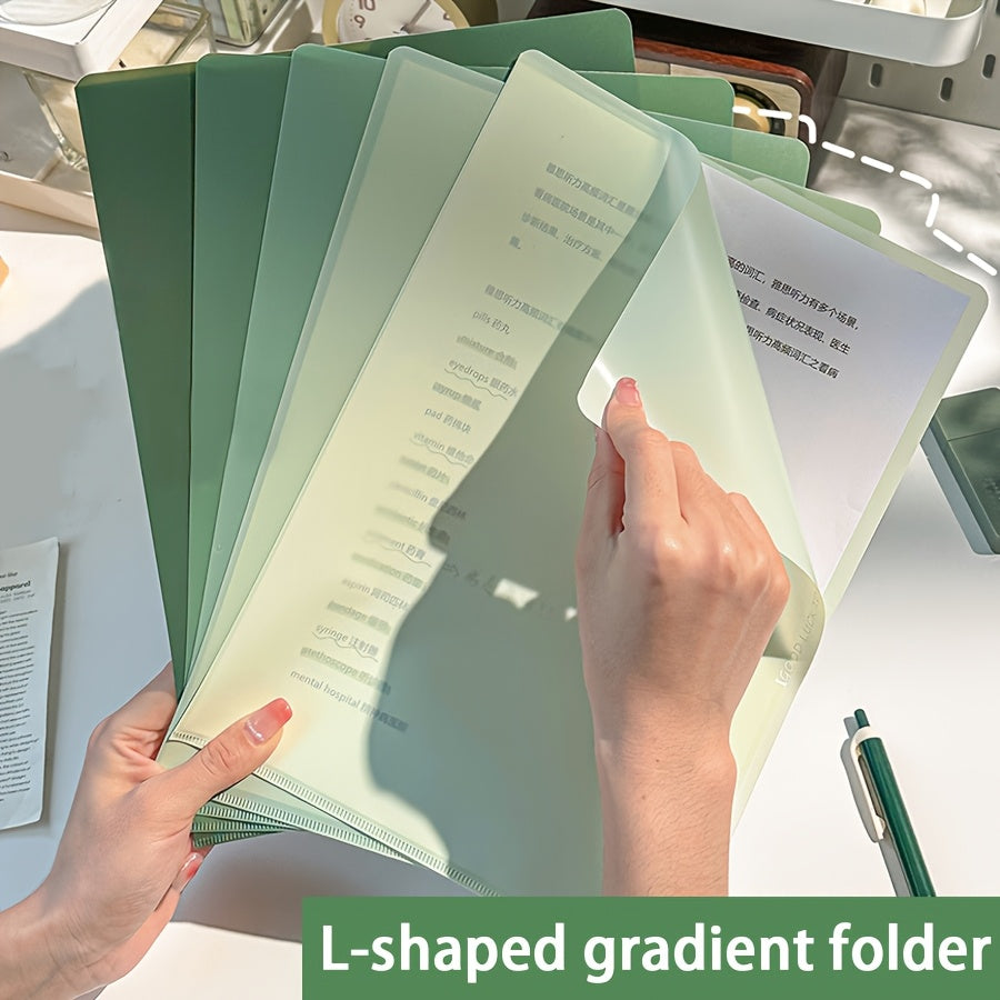 Set of 5 Gradient L-Shaped Folders, a Large-Capacity Storage Box for Documents And Exam Papers, School Supplies, Student Materials, And an Organizer for Office And Home Exam Papers - Durable Plastic File Organizer with Labeled Space