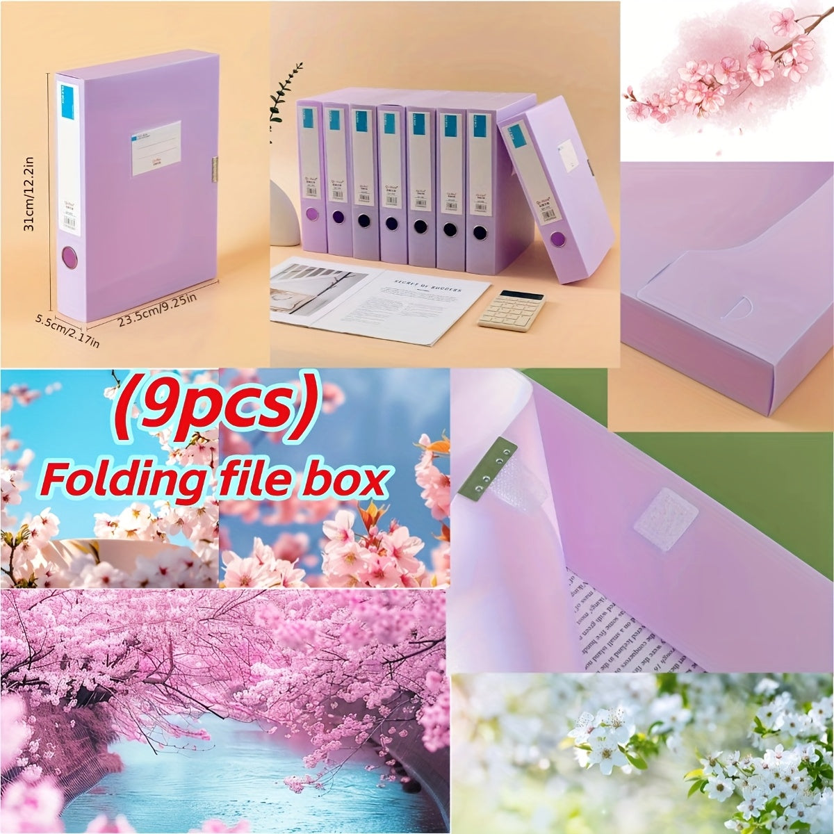 9pcs Heavy-Duty Plastic File Storage Box Compatible for Moradian Archive - PPA4 Document with Closure, Large Capacity File Folder Suitable for Office,, for Records, Contracts, Test Papers