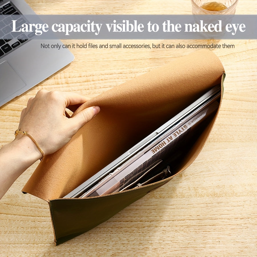 A4 Thickened PU Document with Lychee Pattern, Large Capacity, Anti-Drop Office Storage