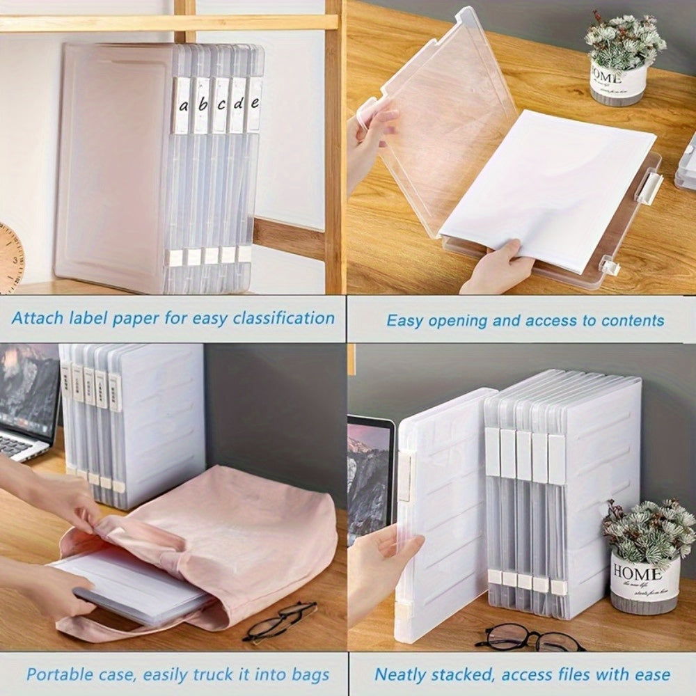 5pcs A4 File Storage Box, Transparent Data Archive Storage Box, File Sorting Box Suitable for Home, Office, School