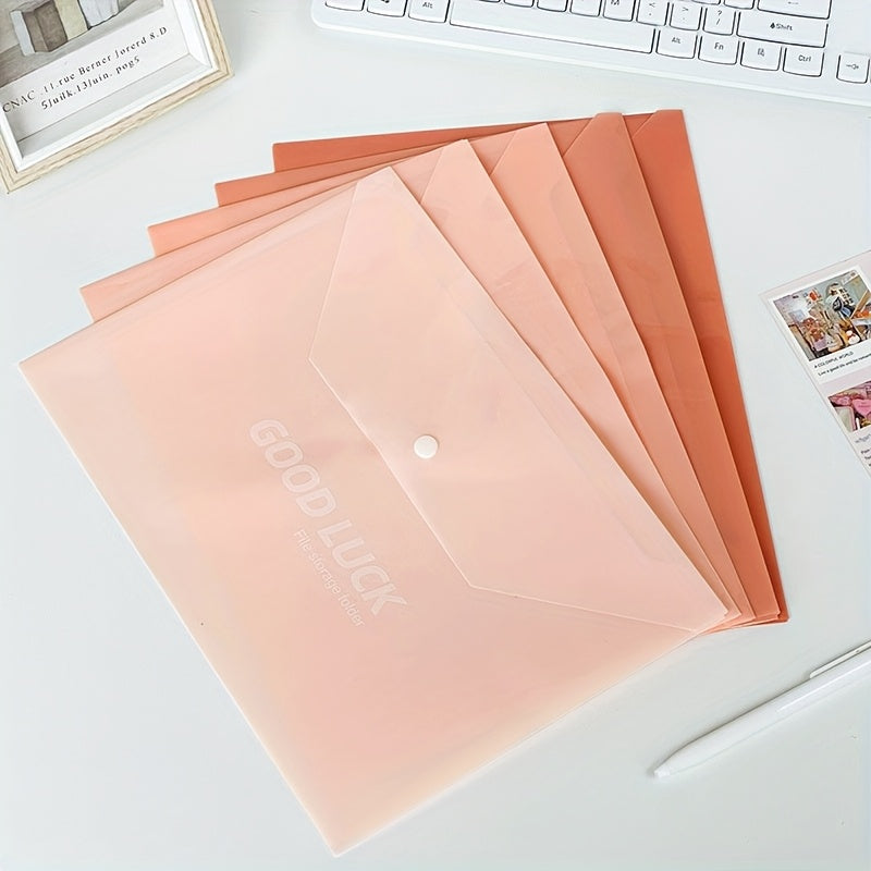 Morandi Style Set of 5 Gradient Color Folders - Thick And Spacious, Document Bags, School Supplies, Student Essentials, Office And Home Exam Paper Organizers - Durable Plastic File Organizers with Labeled Space, Office Accessories | Transparent Fold