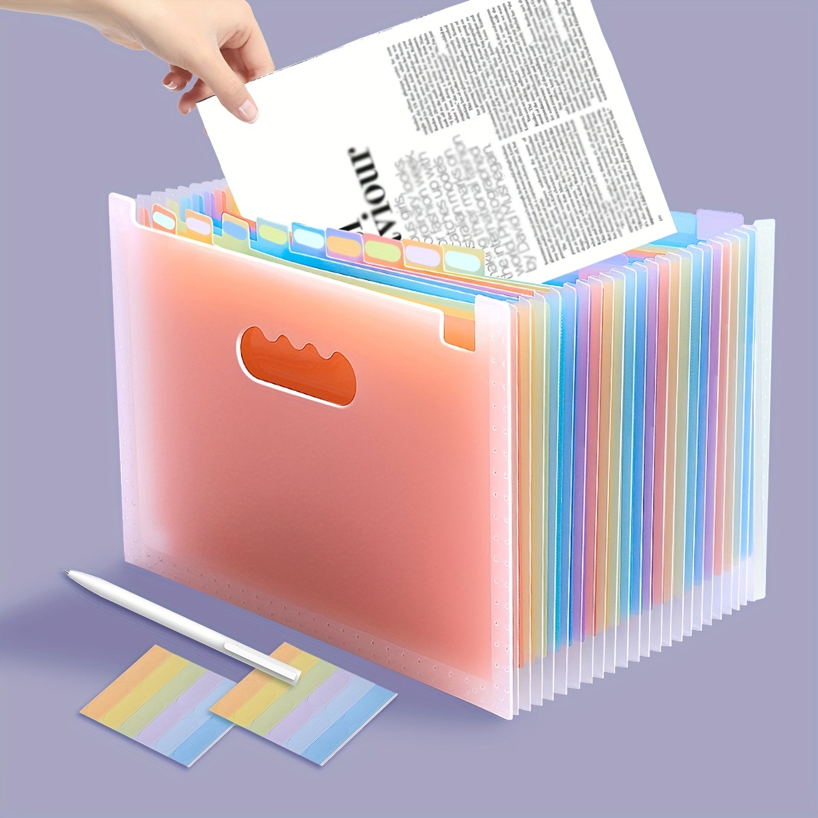 1pc, 25 layers, A4 large capacity transparent expandable folder, rainbow student storage bag, can hold 2000 sheets, suitable for office, home, school, file storage bag, document receipt
