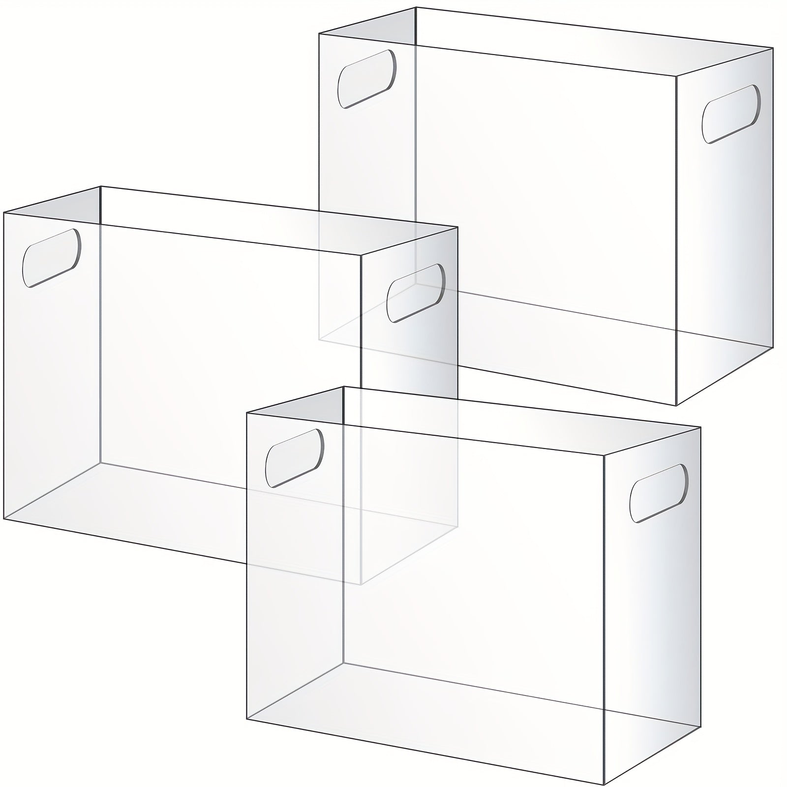3pcs Heavy-Duty Clear Acrylic File Organizer Box with Hanging Handle & Desktop File Folder Storage Suitable for Office, Home, School, Letter Size Filing System, Capacity for Hanging or Tabletop Use, Filing Cabinet