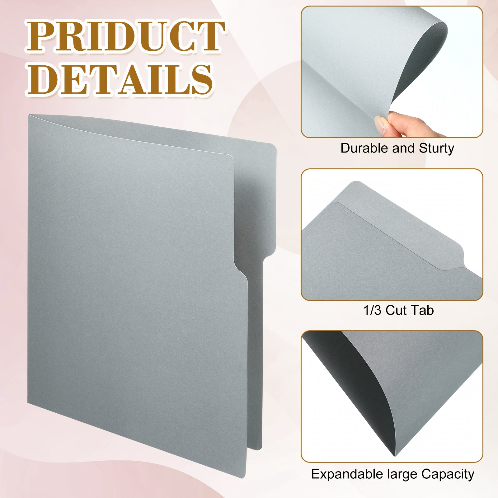 30pcs of Decorative Letter-Sized File Folders in Various Colors, Featuring 1\u002F3-Cut Tabs, Measuring 11.69 X 9.25 Inches, Designed with a Graphic Laurel Leaf Pattern for Office Organization (Morandi)