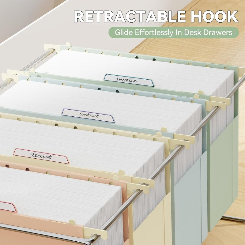 6 Pack Heavy-Duty Plastic Hanging File Folders with 4\