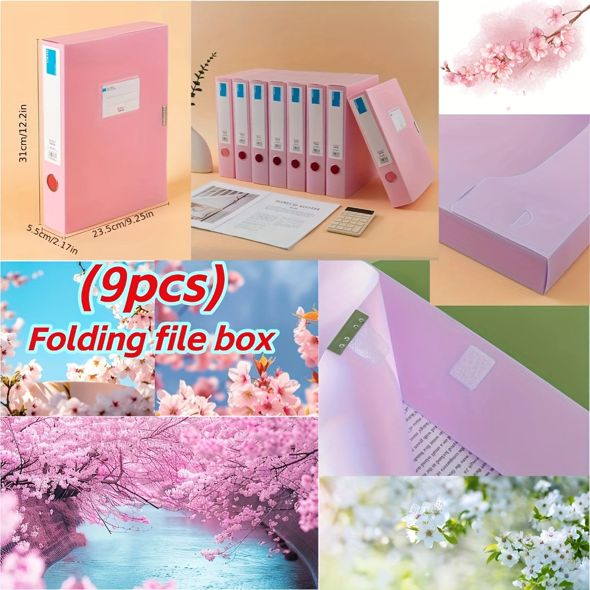 9pcs Heavy-Duty Plastic File Storage Box Compatible for Moradian Archive - PPA4 Document with Closure, Large Capacity File Folder Suitable for Office,, for Records, Contracts, Test Papers