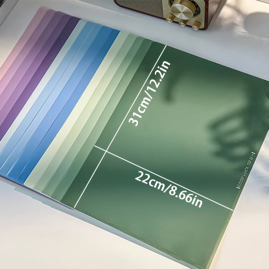 Set of 5 Gradient L-Shaped Folders, a Large-Capacity Storage Box for Documents And Exam Papers, School Supplies, Student Materials, And an Organizer for Office And Home Exam Papers - Durable Plastic File Organizer with Labeled Space