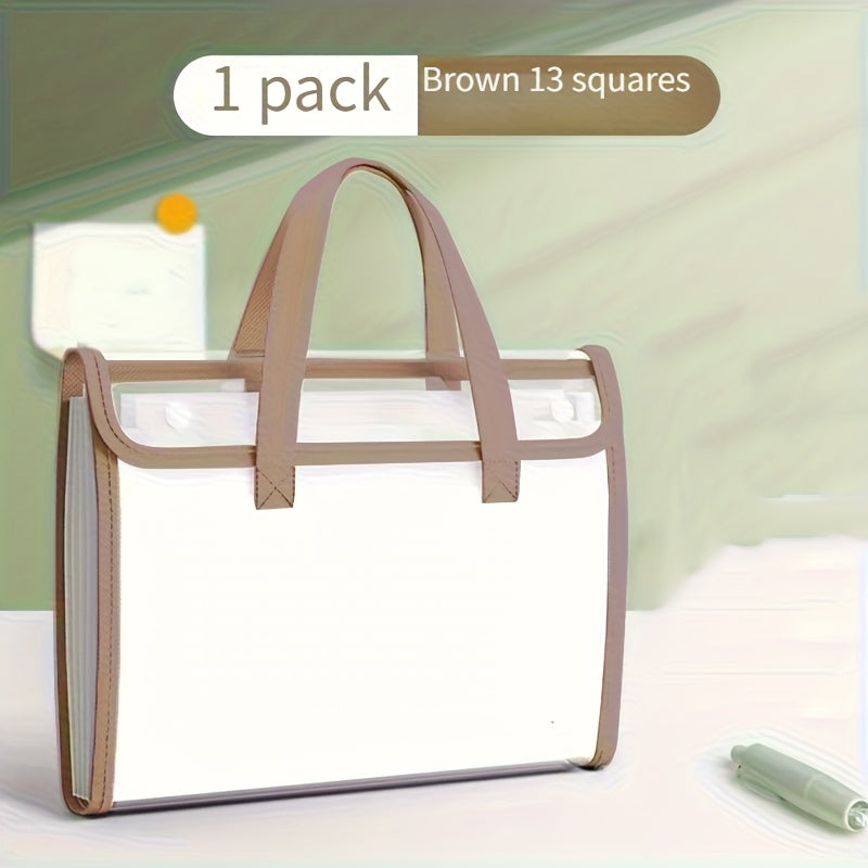 The PVC organ file holder has 13 pockets, suitable for A4 envelope size transparent folders. The multi-layer file bag is suitable for families, schools and offices, and is transparent and visible