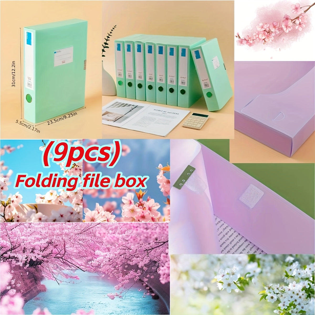 9pcs Heavy-Duty Plastic File Storage Box Compatible for Moradian Archive - PPA4 Document with Closure, Large Capacity File Folder Suitable for Office,, for Records, Contracts, Test Papers