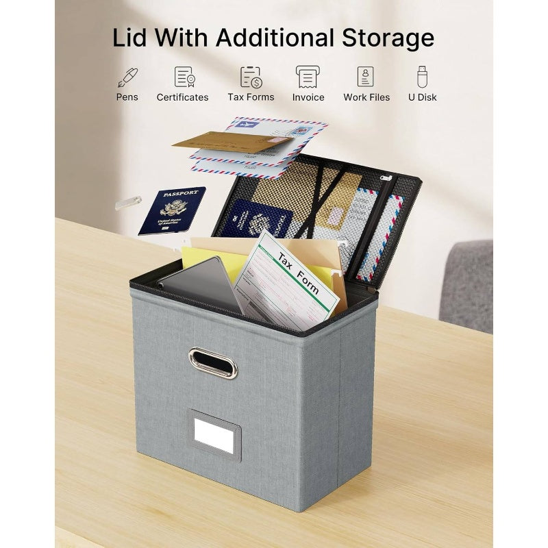 6 Packs Cardboard File Organizer Box | Includes 1 Pack Zippers for Enhanced Security and Organization