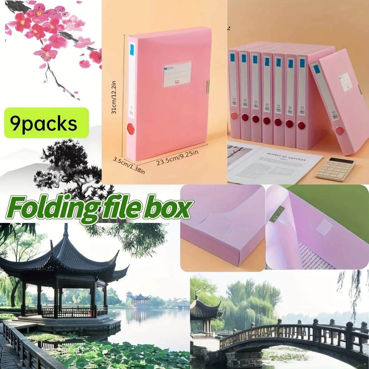 9pcs Heavy-Duty Plastic File Storage Box Compatible for Moradian Archive - PPA4 Document with Closure, Large Capacity File Folder Suitable for Office,, for Records, Contracts, Test Papers