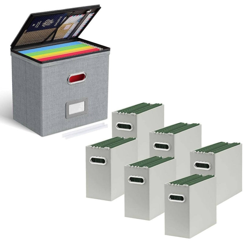 6 Packs Cardboard File Organizer Box | Includes 1 Pack Zippers for Enhanced Security and Organization