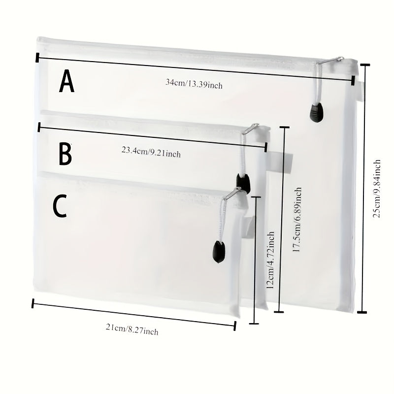 12pcs Large-capacity Office Mesh Zipper Bag Set in Three Sizes, Featuring Mesh Design Transparent Document Holders, Pencil Cases, Puzzle Storage Bags, Zippered Briefcases, Portable Travel Organizers, and Graduation Season Gifts