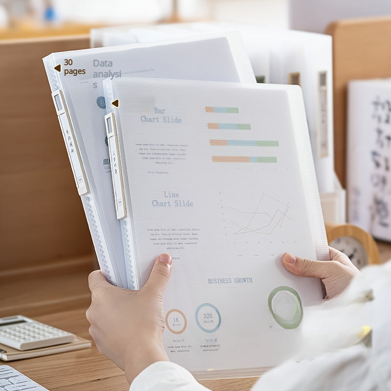 Transparent A4 Binder Organizer with Label Classification - Multi-Layer Document Folder, Clear Pages for Office, Home, School - Easy Organization & Space-Saving Storage, File Organizer for Desk, Office Supplies, Sleek Design, Polished Finish, Home Office