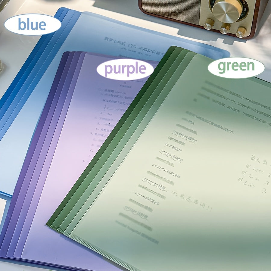 Set of 5 Gradient L-Shaped Folders, a Large-Capacity Storage Box for Documents And Exam Papers, School Supplies, Student Materials, And an Organizer for Office And Home Exam Papers - Durable Plastic File Organizer with Labeled Space