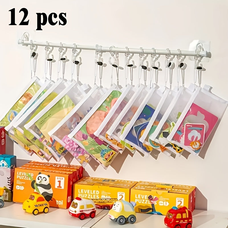 12pcs Large-capacity Office Mesh Zipper Bag Set in Three Sizes, Featuring Mesh Design Transparent Document Holders, Pencil Cases, Puzzle Storage Bags, Zippered Briefcases, Portable Travel Organizers, and Graduation Season Gifts