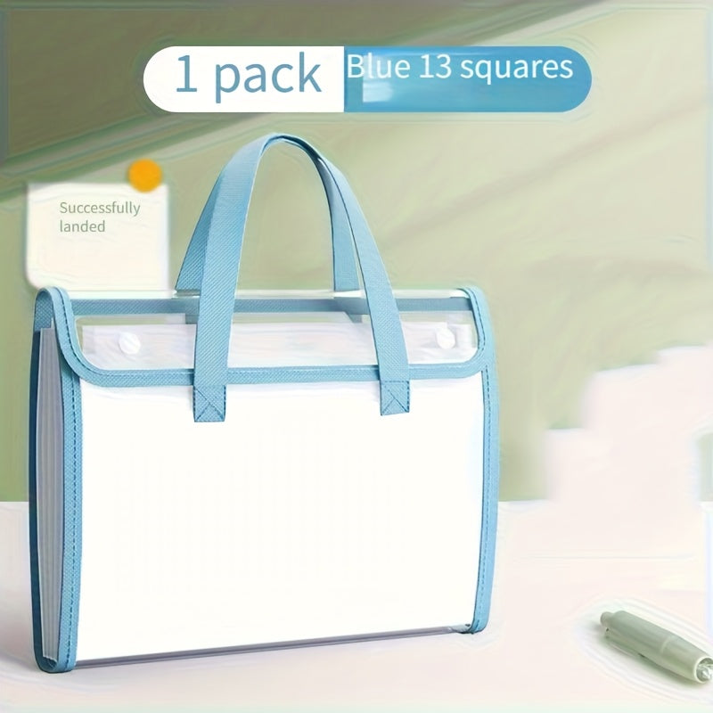 The PVC organ file holder has 13 pockets, suitable for A4 envelope size transparent folders. The multi-layer file bag is suitable for families, schools and offices, and is transparent and visible