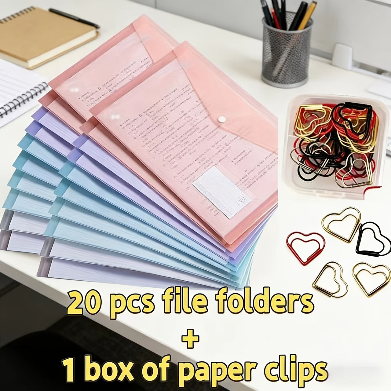 10pcs\u002F20pcs\u002F5pcs A4  File Folder with Buckle Closure, Transparent Thickened Document Storage Bag, Suitable for Students And Office Use, Office File Folder Fashion Document Storage