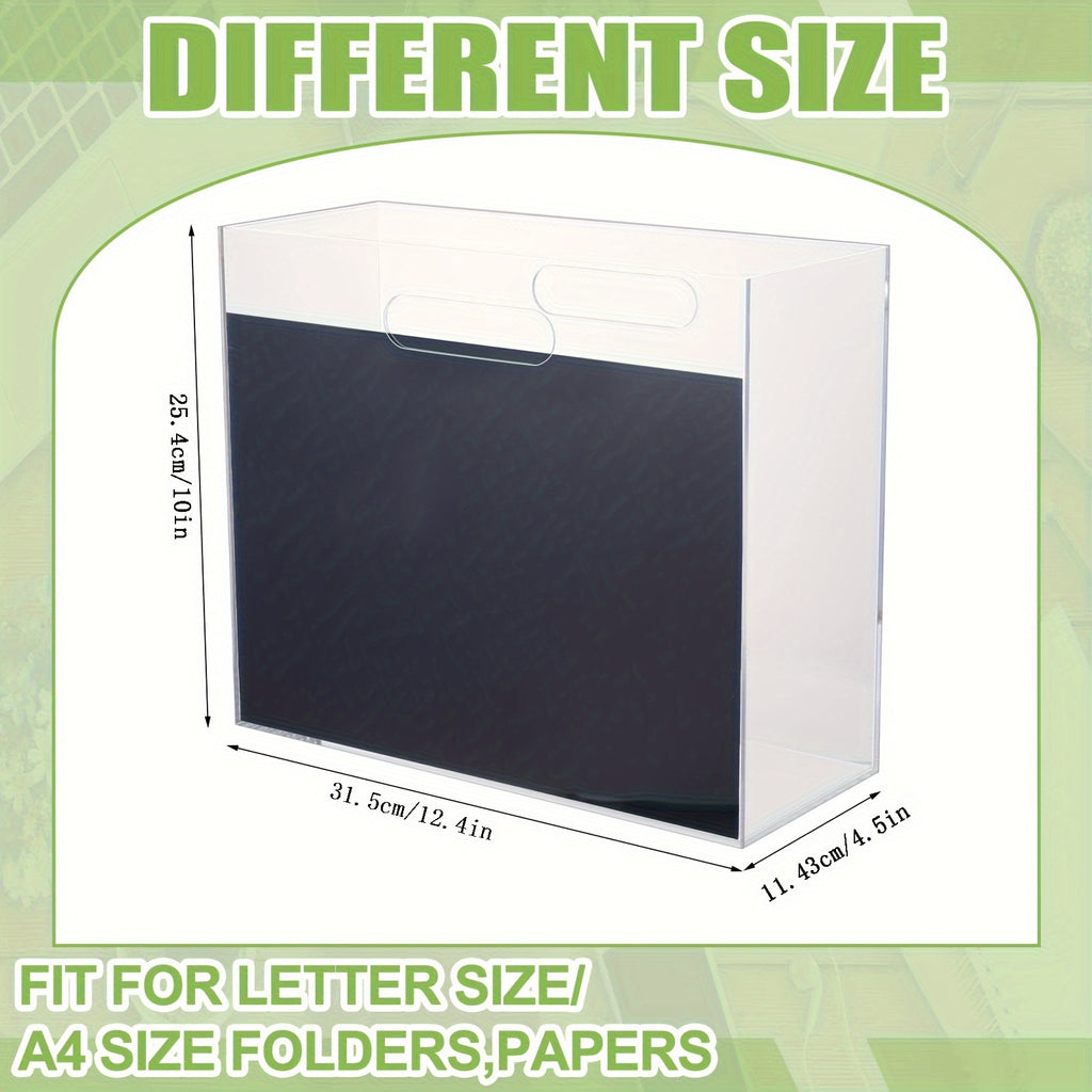 2-Pack Acrylic File Organizer Boxes with Handles - Transparent Plastic Rectangle Storage Containers for Letter Size\u002FA4 Folders, Papers, Books - Home Office Cabinet Shelf Organization