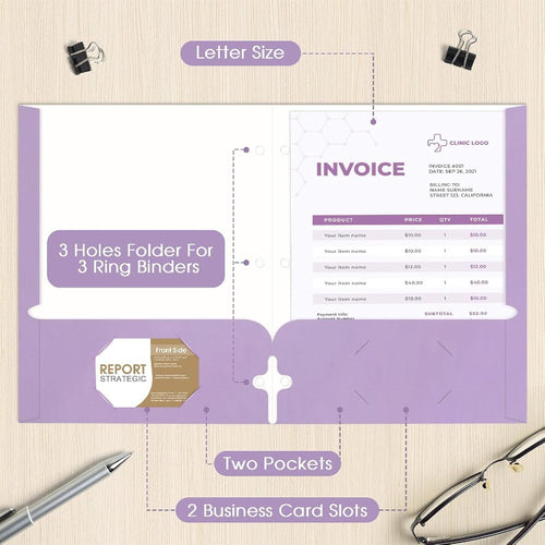 120 Pack Bulk Pastel Folders with Pockets - 2-Pocket Letter Size Binder Filing System, 10 Assorted Colors (Pink, Blue, Mint, Lavender, Beige, Grey, Green, Peach,, White) | 3-Hole Punch, Business Card Slot & Heavy-Duty