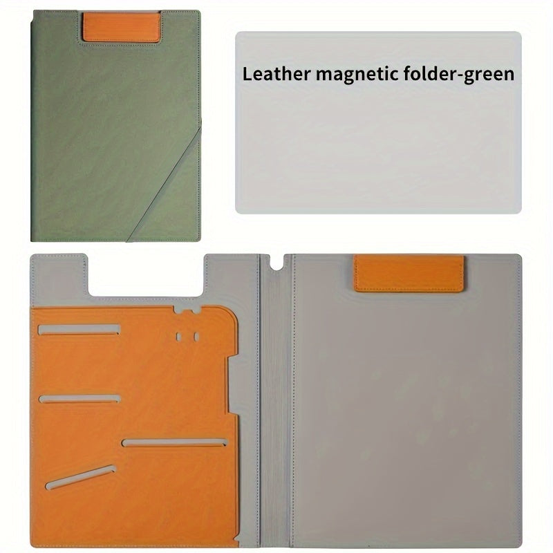 1pc Large Capacity Storage Document Bag Made Of A4 Faux Leather, Versatile Folder for Business Office Documents And Archives