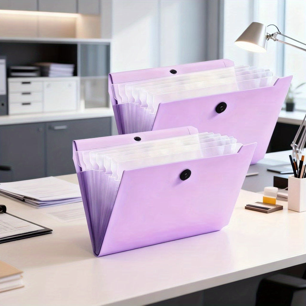 Expandable File Organizer in Light Blue A4 Size with a Handle, Suitable for Students, Business Use, And Travel