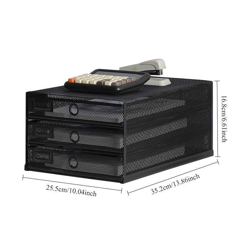 Classic Metal File Organizer Box - 3-Tier Layered Design, No Assembly Needed, Durable All-Metal Construction, Multiple Colors for School, Office & Home Organization - Perfect Back-to-School & Office Gift, Desktop Storage Organizer