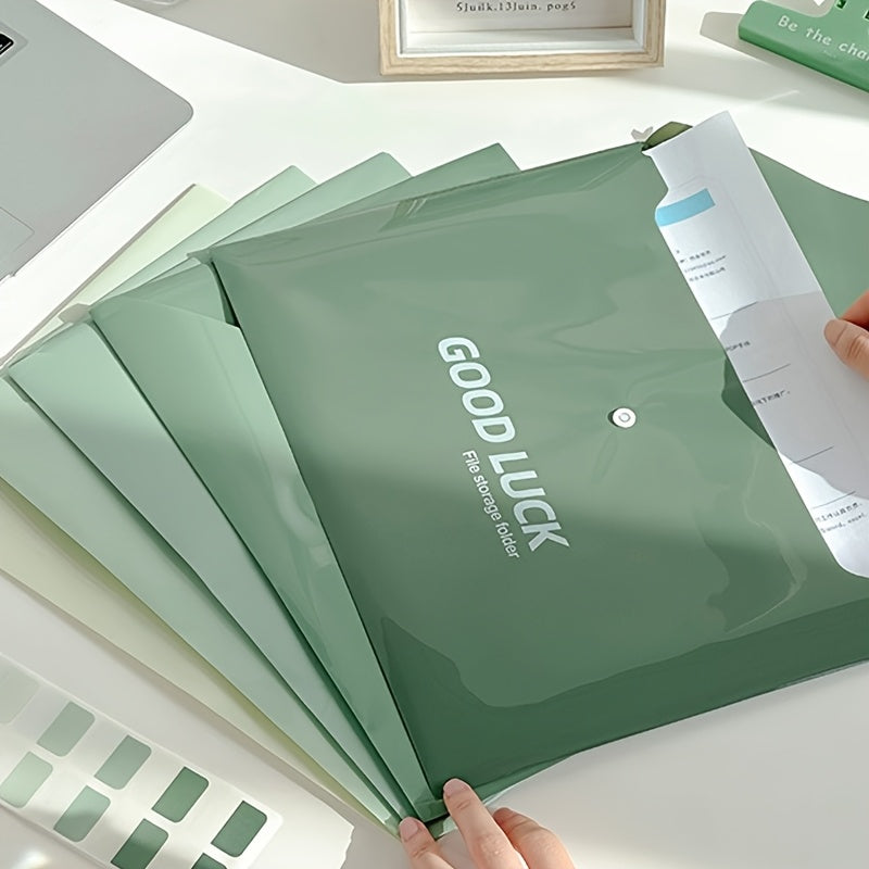 Morandi Style Set of 5 Gradient Color Folders - Thick And Spacious, Document Bags, School Supplies, Student Essentials, Office And Home Exam Paper Organizers - Durable Plastic File Organizers with Labeled Space, Office Accessories | Transparent Fold