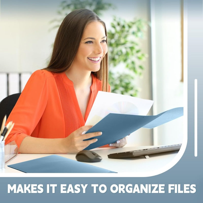 Gueevin 100pcs Two Pocket Folders Bulk Plastic File Folder with 2 Pockets Letter Size Paper Heavy Duty Durable Portfolios Case for Home Office School Business 11. 61 x 9. 45 Inch Blue Grey