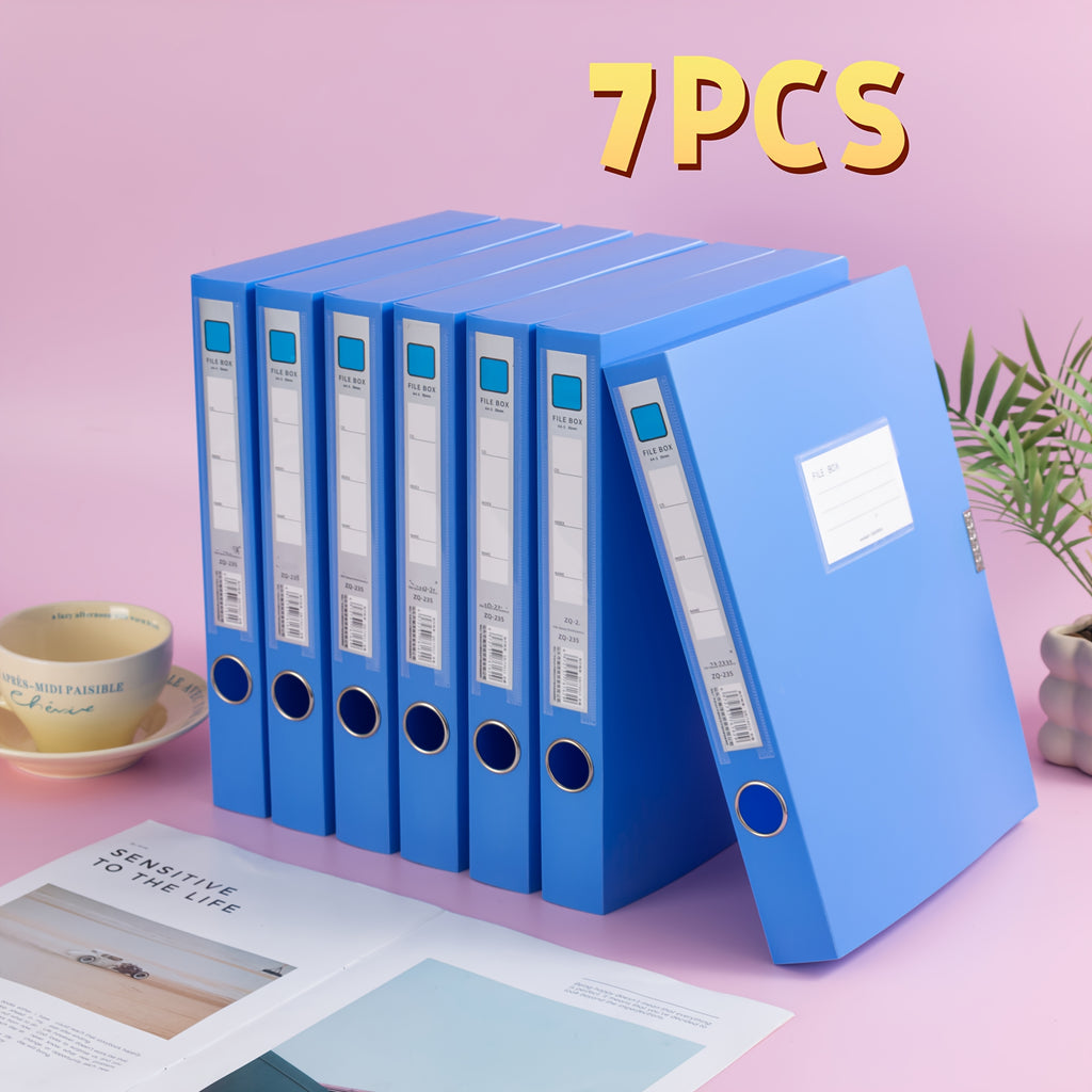 Seven Light Blue A4 File Boxes for Storing Documents, Accounting Vouchers, And Personnel Files, Thickened Office Supplies for Organizing Materials