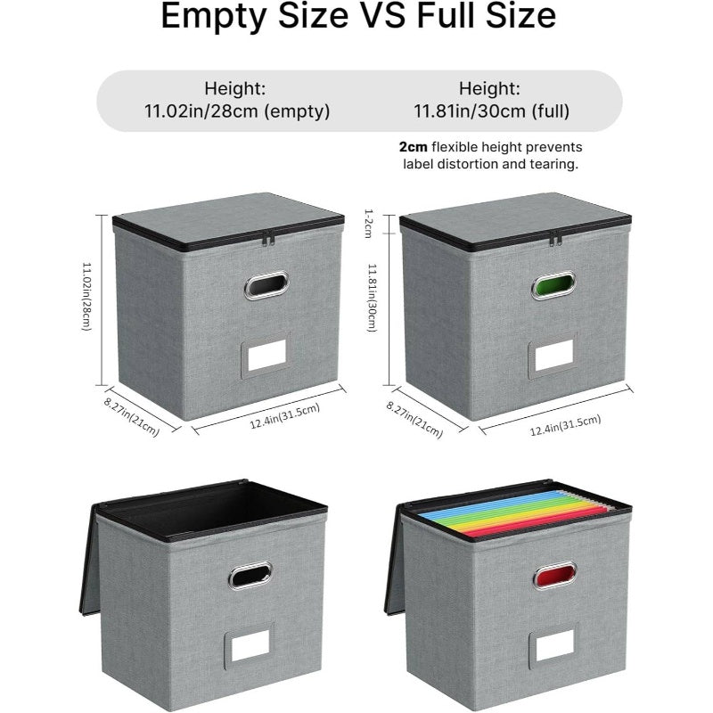 6 Packs Cardboard File Organizer Box | Includes 1 Pack Zippers for Enhanced Security and Organization