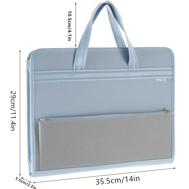 1pc Kangbai 13-grid Canvas Multi-layer Bag, Large Capacity Contract Document Test Paper Multifunctional Storage Tutoring Subject Classification Bag, Suitable for Learning And Office