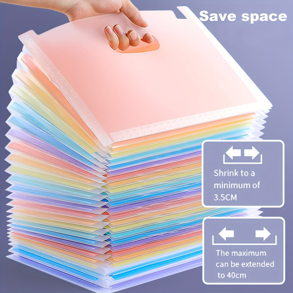 1pc, 25 layers, A4 large capacity transparent expandable folder, rainbow student storage bag, can hold 2000 sheets, suitable for office, home, school, file storage bag, document receipt