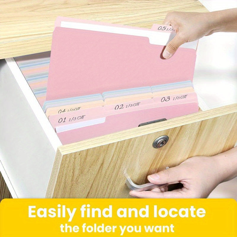 Set of 10 Modern Light Pink Manila Folders, 1\u002F3 Cut Tabs, Colorful Paper Dividers for Office, Home, And School Documents, Back-To-School Supplies