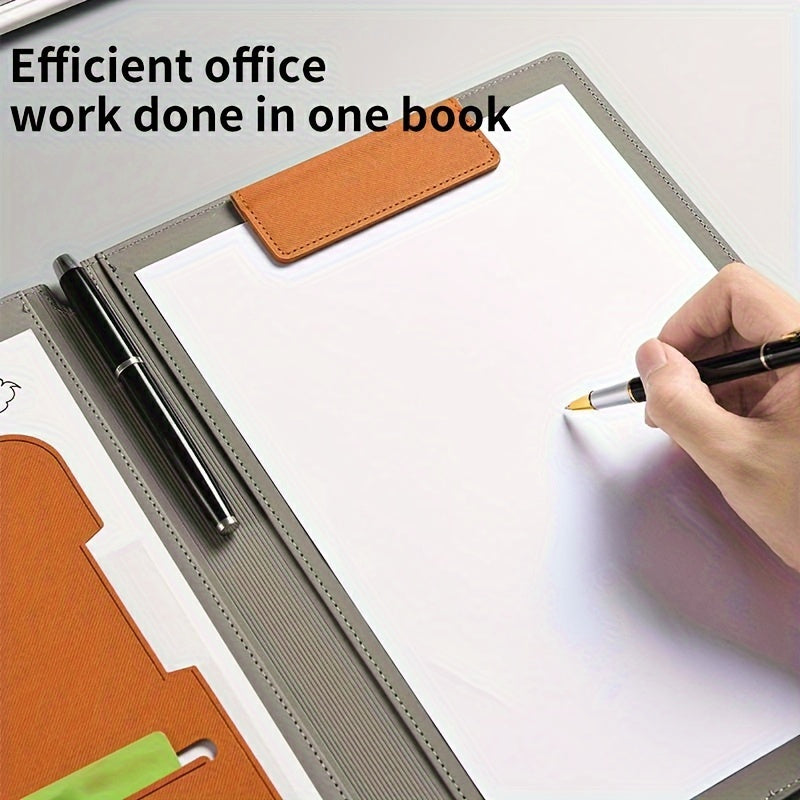 1pc Large Capacity Storage Document Bag Made Of A4 Faux Leather, Versatile Folder for Business Office Documents And Archives