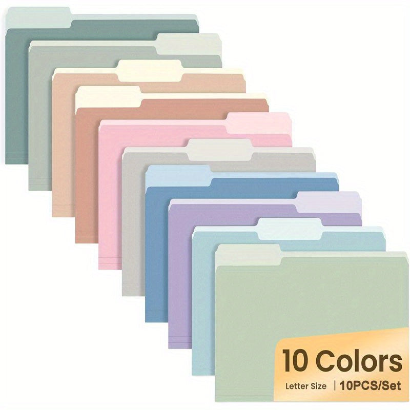 Set of 10 Modern Light Pink Manila Folders, 1\u002F3 Cut Tabs, Colorful Paper Dividers for Office, Home, And School Documents, Back-To-School Supplies