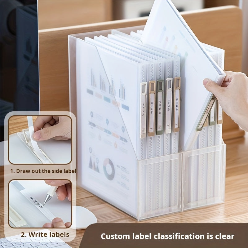 Transparent A4 Binder Organizer with Label Classification - Multi-Layer Document Folder, Clear Pages for Office, Home, School - Easy Organization & Space-Saving Storage, File Organizer for Desk, Office Supplies, Sleek Design, Polished Finish, Home Office