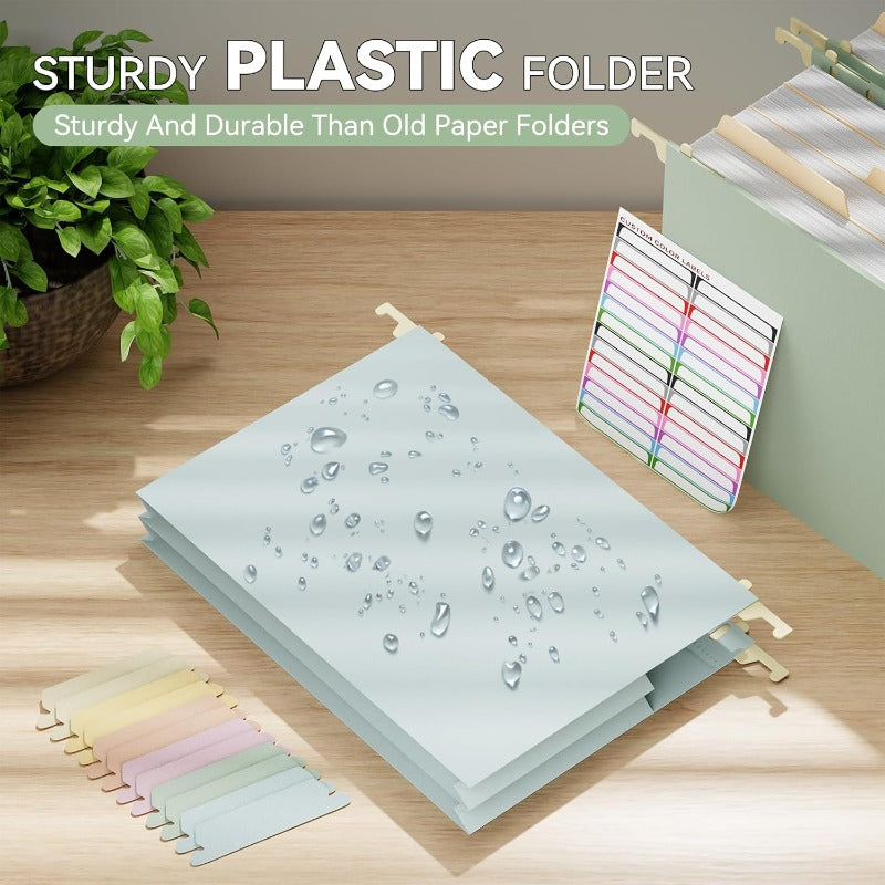 6 Pack Heavy-Duty Plastic Hanging File Folders with 4\