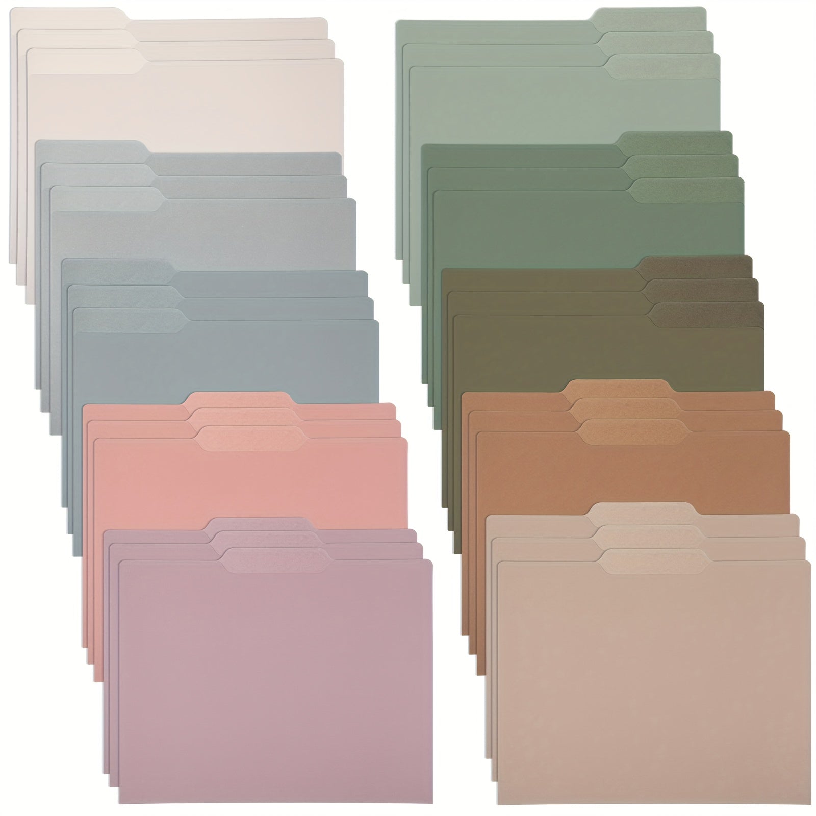 30pcs of Decorative Letter-Sized File Folders in Various Colors, Featuring 1\u002F3-Cut Tabs, Measuring 11.69 X 9.25 Inches, Designed with a Graphic Laurel Leaf Pattern for Office Organization (Morandi)