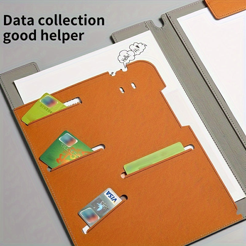 1pc Large Capacity Storage Document Bag Made Of A4 Faux Leather, Versatile Folder for Business Office Documents And Archives